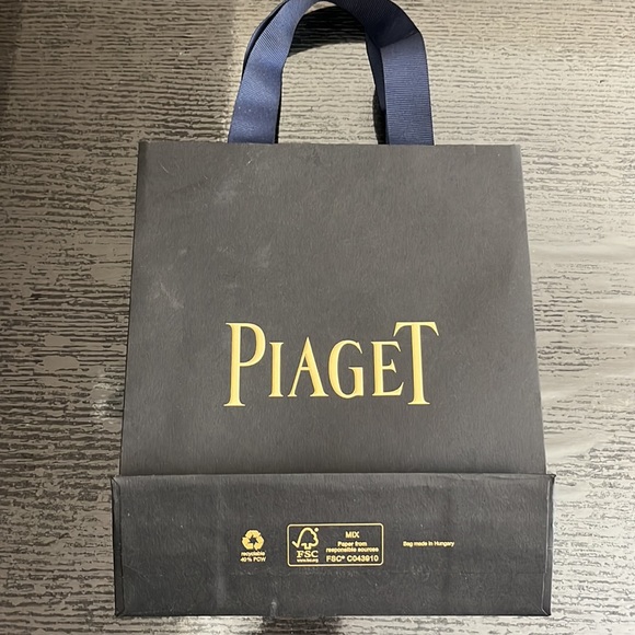 Piaget bag. Black & gold with navy satin luxury ribbon handle! Holiday pick🎁 - Picture 2 of 5